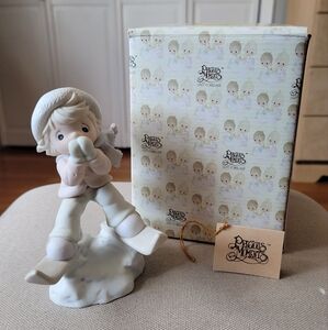 PRECIOUS MOMENTS It's So Uplifting to Have a Friend Statue, Trumpet Stamp 1992